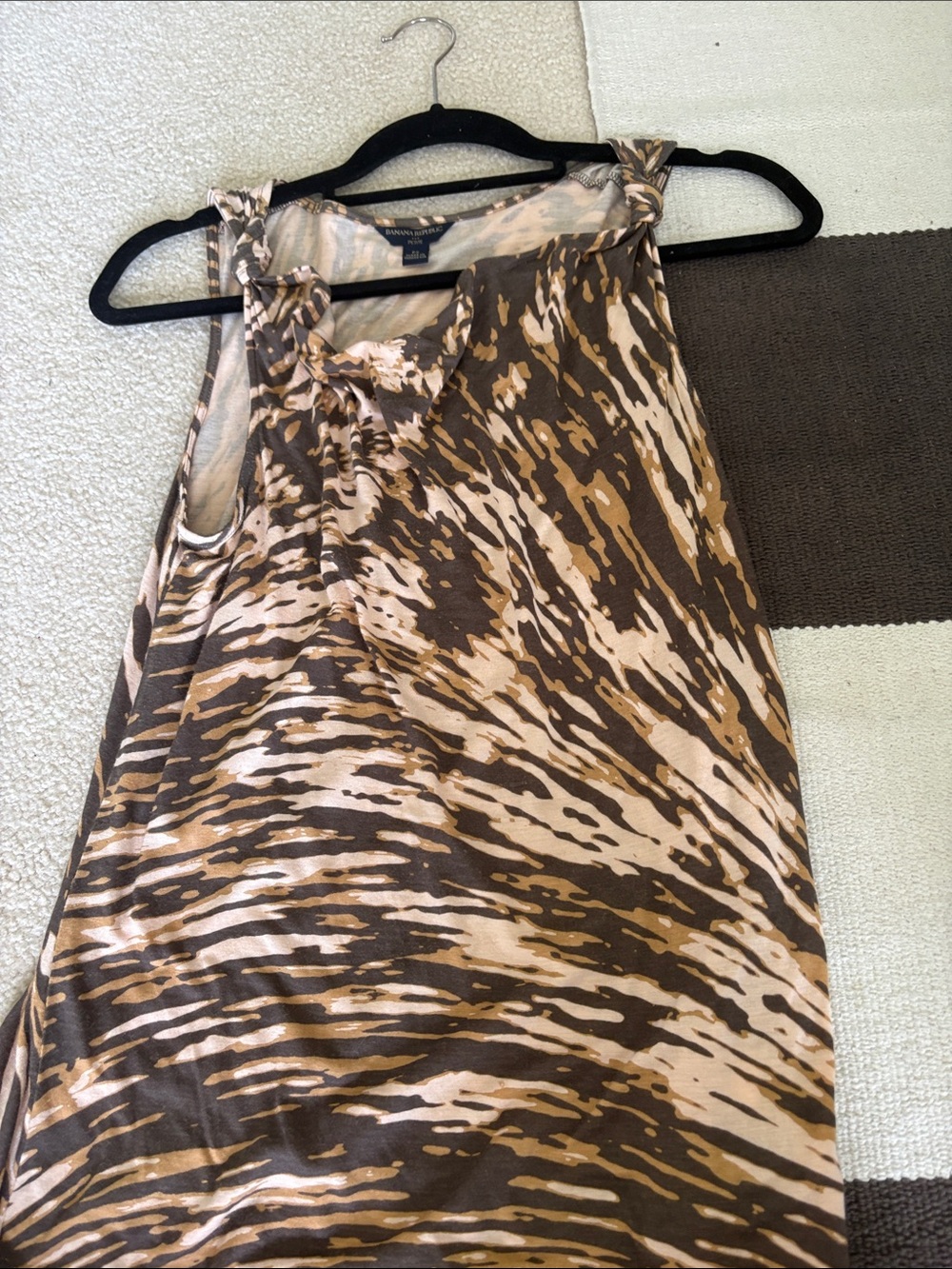 Sleeveless Animal Print top in Brown and Cream